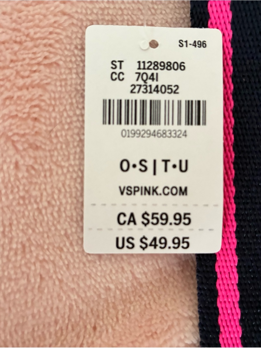 PINK By Victoria's Secret Light Pink Canvas Tote with Neon Pink Logo - Picture 2 of 4